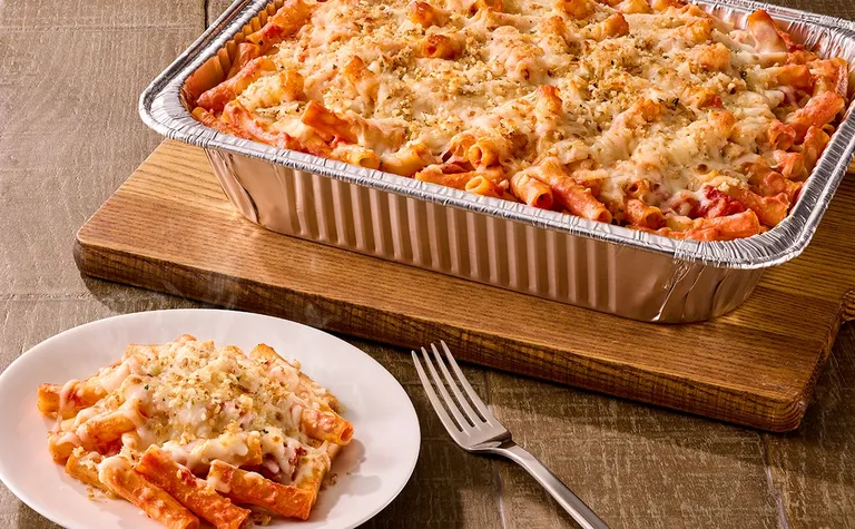 Five Cheese Ziti al Forno (Serves 4 - 6) — Includes: A pan of ziti pasta in a five cheese marinara sauce, baked with a…