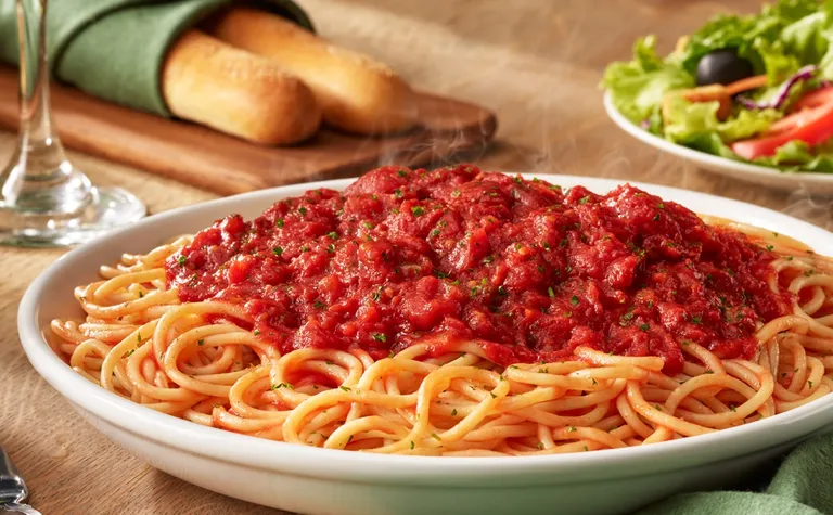 Spaghetti with Marinara — Our homemade marinara served over spaghetti.