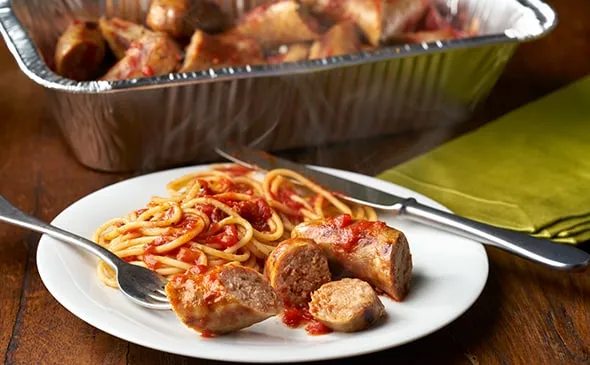 Italian Sausage (Serves 4 - 6) — Love the sliced Italian Sausage at Olive Garden? Include 8 extra in your next catering…