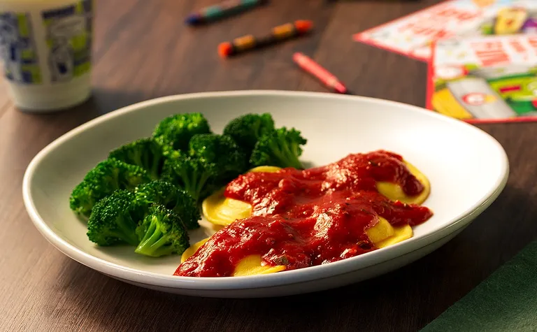 Kids Cheese Ravioli — Italian cheese-filled ravioli with tomato sauce