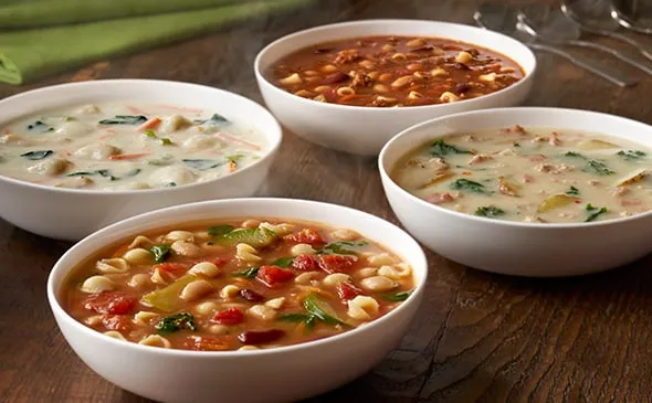 Homemade Soups — Take home a warm bowl of Olive Garden's fresh homemade soup and enjoy either Chicken & Gnocchi, Pasta e…