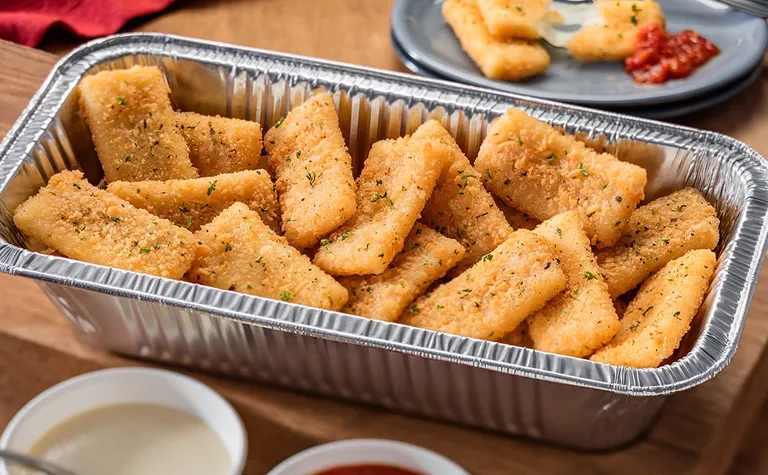 Fried Mozzarella (Serves 4 - 6) — A pan of fried mozzarella cheese served with marinara sauce (30 pieces).