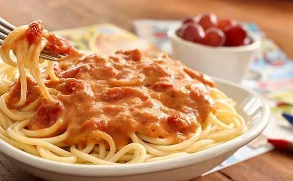 Kids Five Cheese Marinara with Choice of Pasta — Pick your favorite pasta with five cheese marinara! Add protein for an…